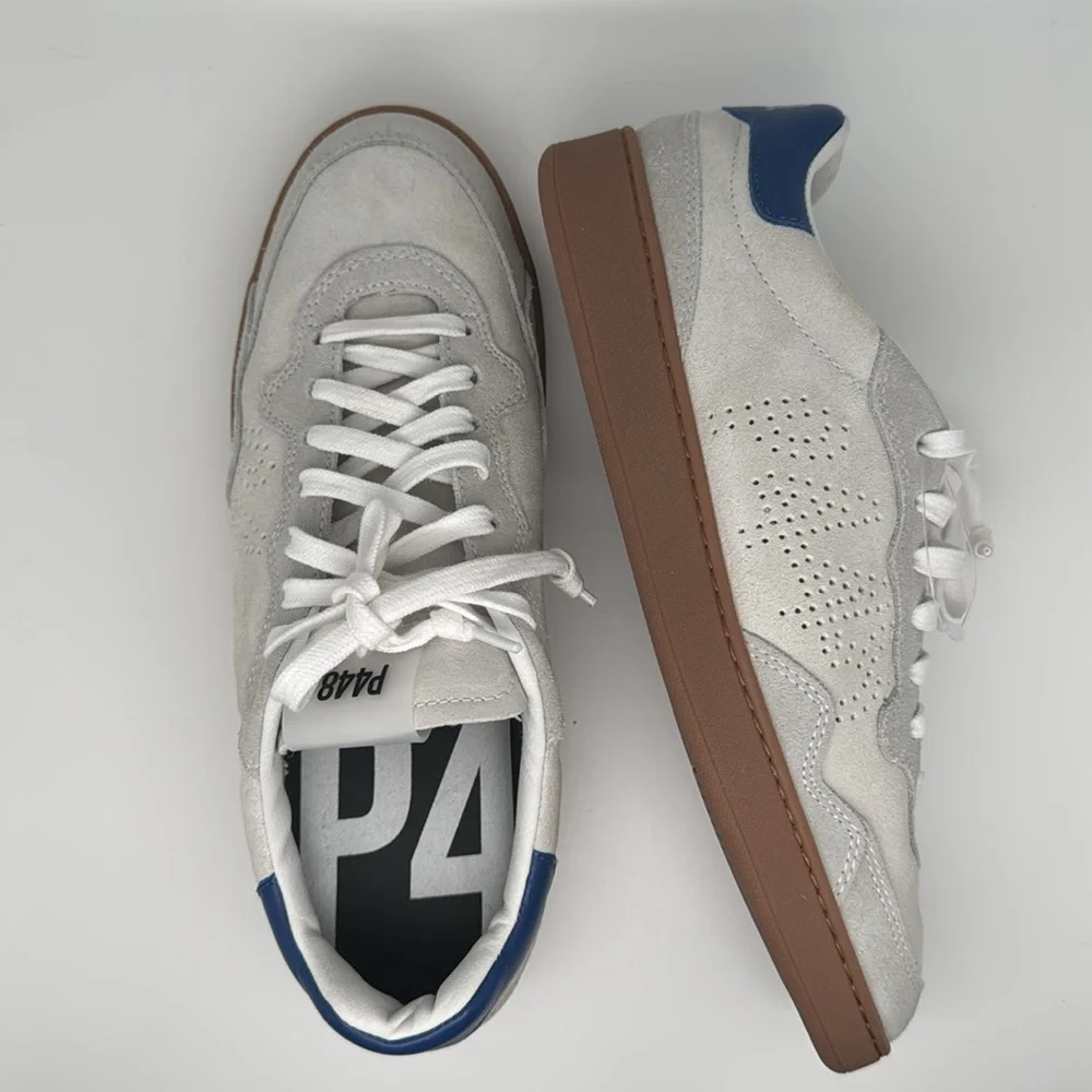 P448 Mens White At Heel and Tongue Vert Toe Wedge Leather Sneakers Shoes Size 39